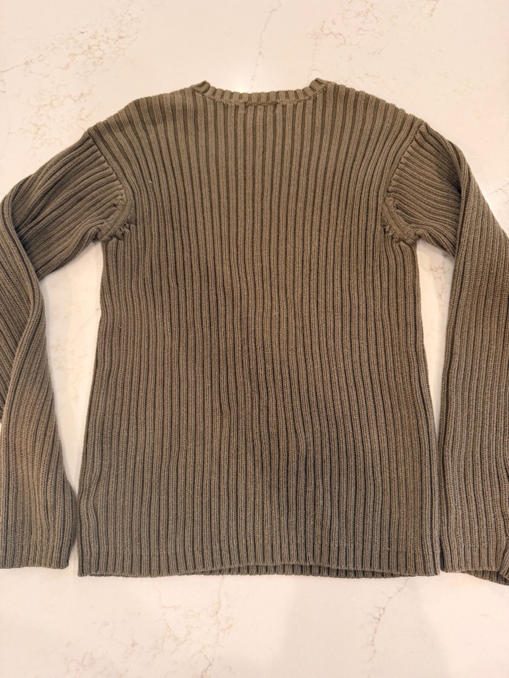 Eddie Bauer Ribbed Sweater Tall Large Cotton Knit Brown Crew Neck Classic